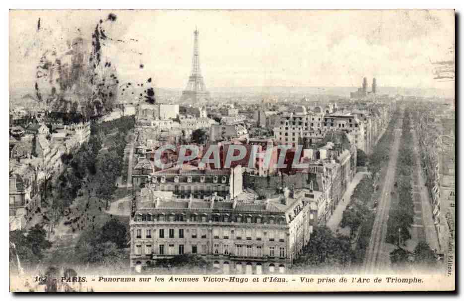Paris CPA Panorama sur les avenues Victor Hugo et d'Iena Vue prise de l'arc de triomphe