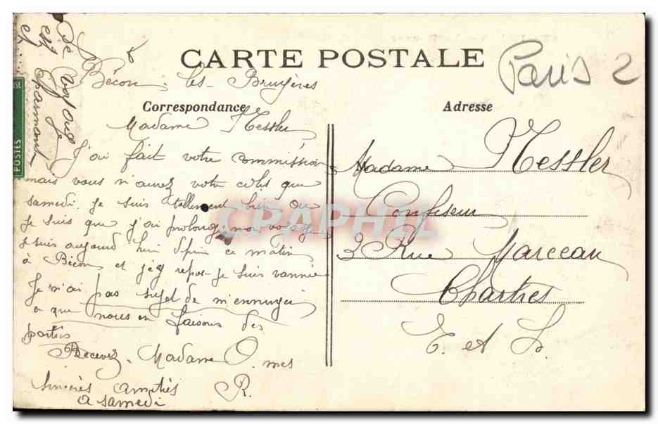 Paris CPA La Bourse — Rückseite