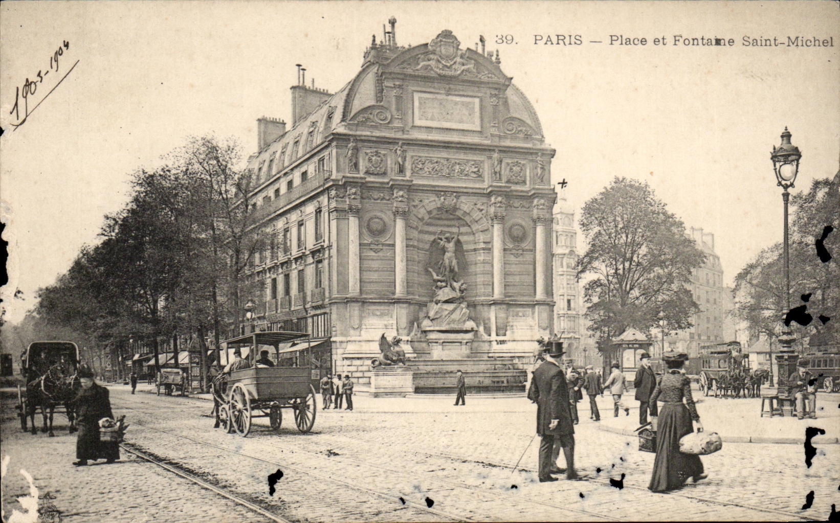 Paris CPA Place et fontaine St Michel