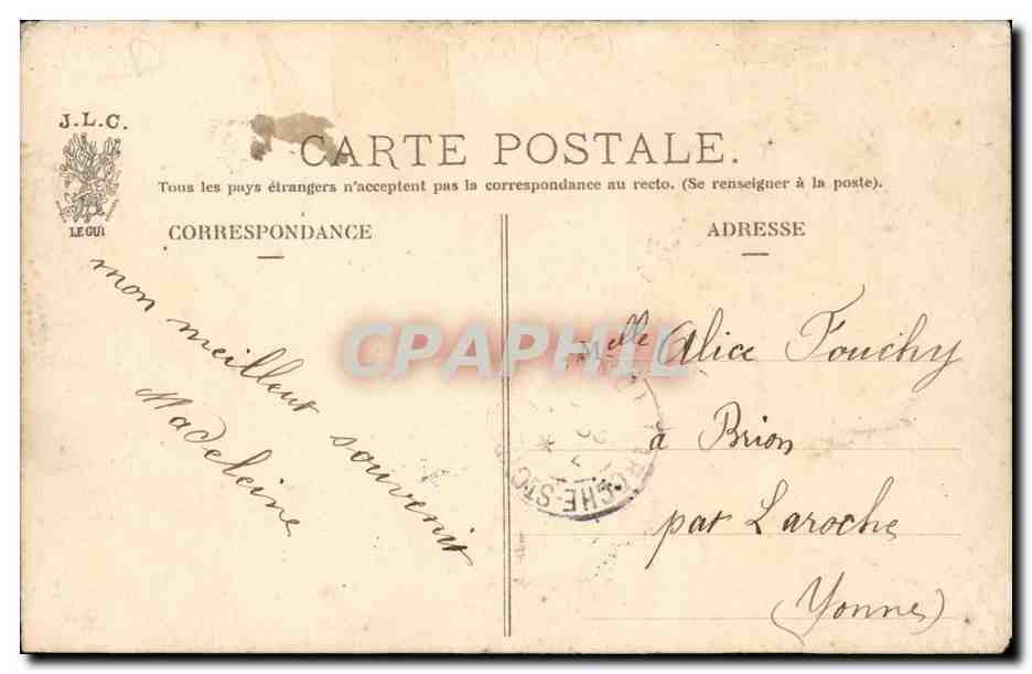 Paris CPA Je vous envoie ces fleurs Fantaisie Avenue de l'opera — Rückseite