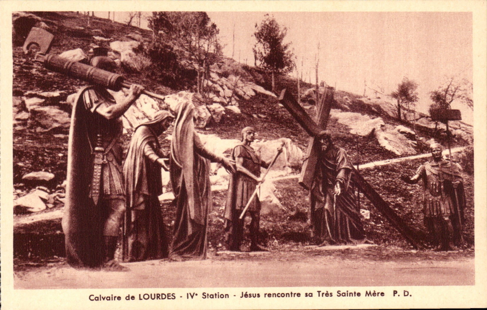 CPA Calvaire de Lourdes 4eme Station Jesus rencontre sa tres sainte Mere