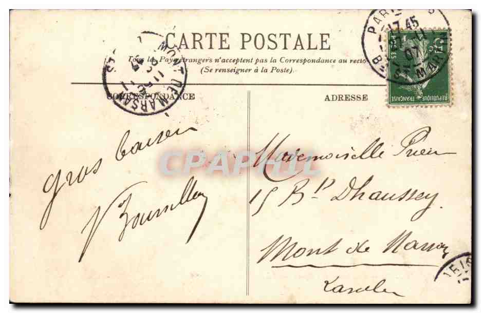 Paris CPA Avenue de l'opera — Rückseite