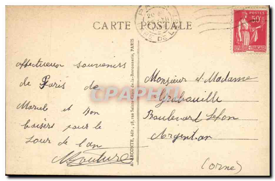 Paris CPA Mairie du 11eme — Rückseite
