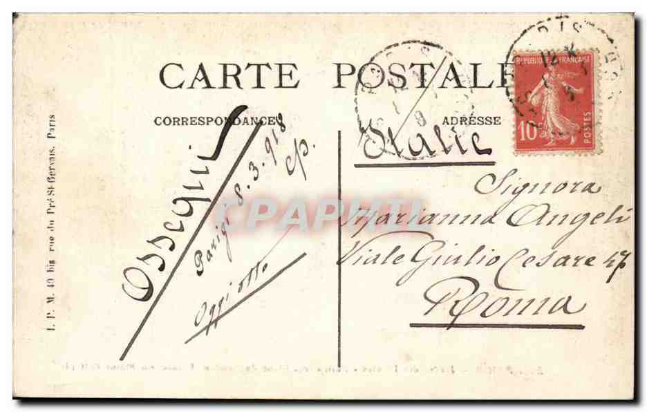 Paris CPA Jardin des plantes Rhinoceros blanc du soudan (Simus cottoni) — Rückseite