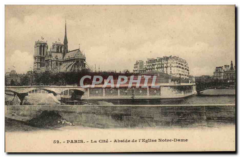 Paris CPA La cite Abside de l'eglise Notre Dame