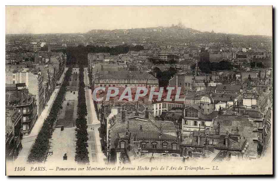 Paris CPA Panorama sur Montmartre et l'avenue Hoche pris de l'arc de triomphe
