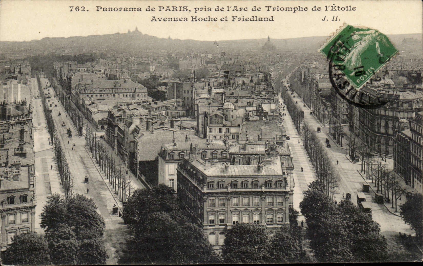 Paris CPA Panorama de Paris pris de l'arc de triomphe de l'etoile Avenues Hoche et Friedland