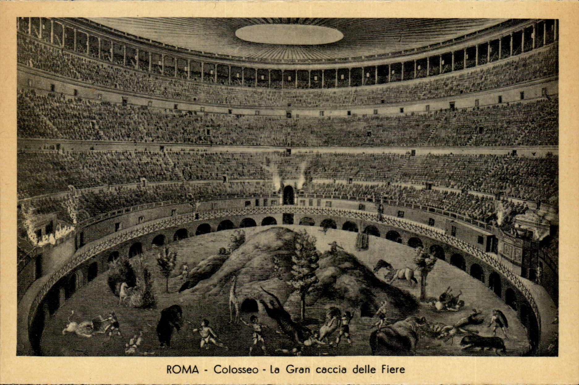 Italie Italia Roma CPA Il Colosseo La Gran caccia della Fiere