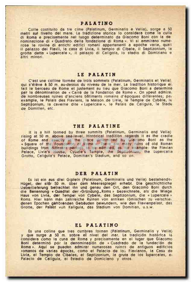 Italie Italia Roma CPA Il palatino — Rückseite