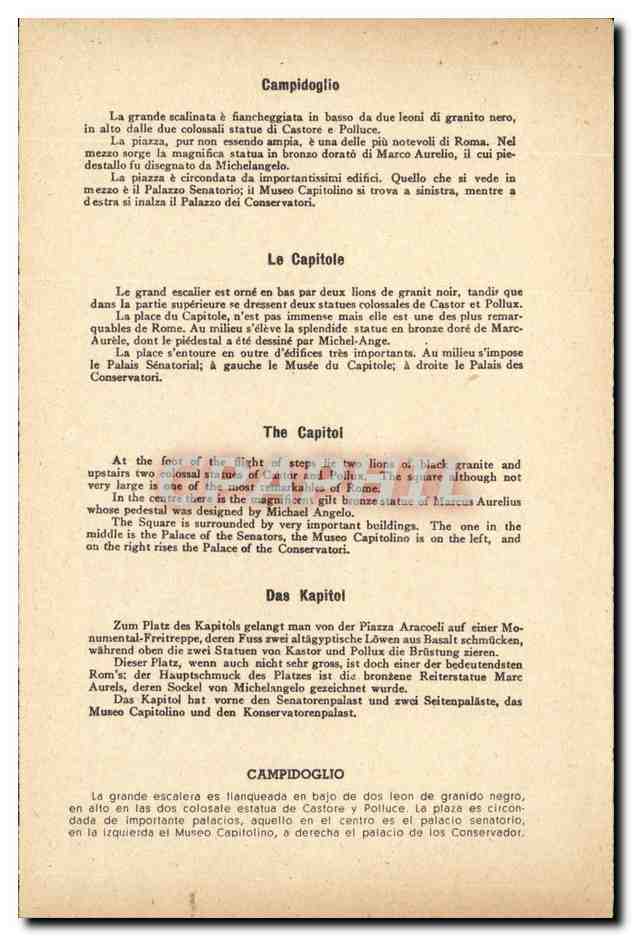 Italie Italia Roma CPA Campidoglio — Rückseite
