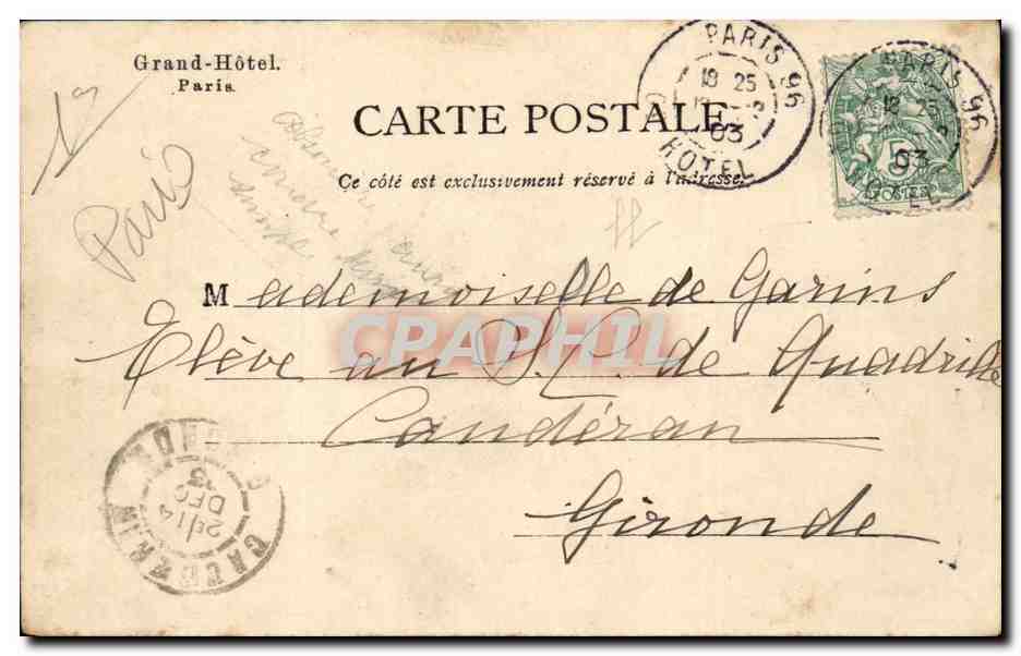 Paris CPA Avenue de l'opera — Rückseite