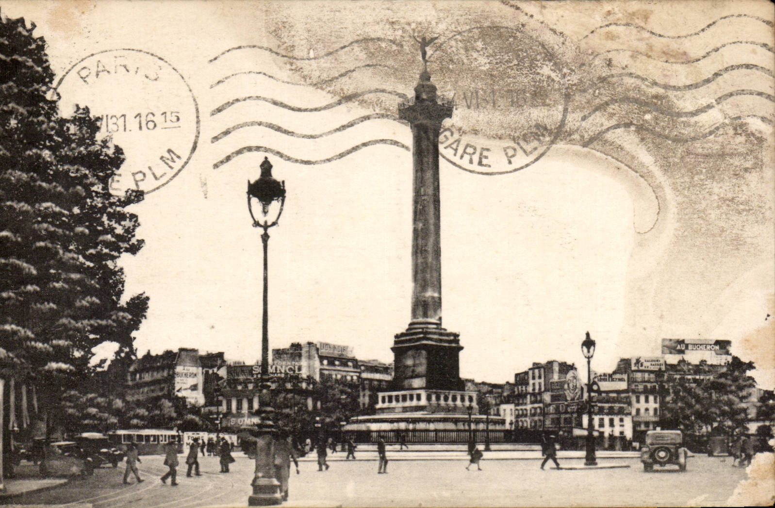 Paris Antike Ansichtskarte Place de la Bastille und Siegessäule