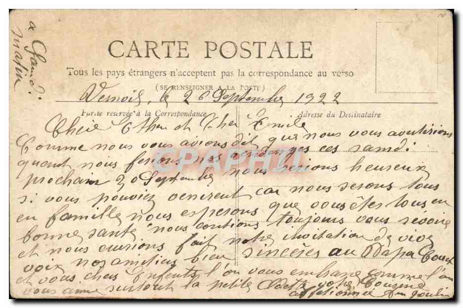 Paris CPA Place de la Republique — Verso