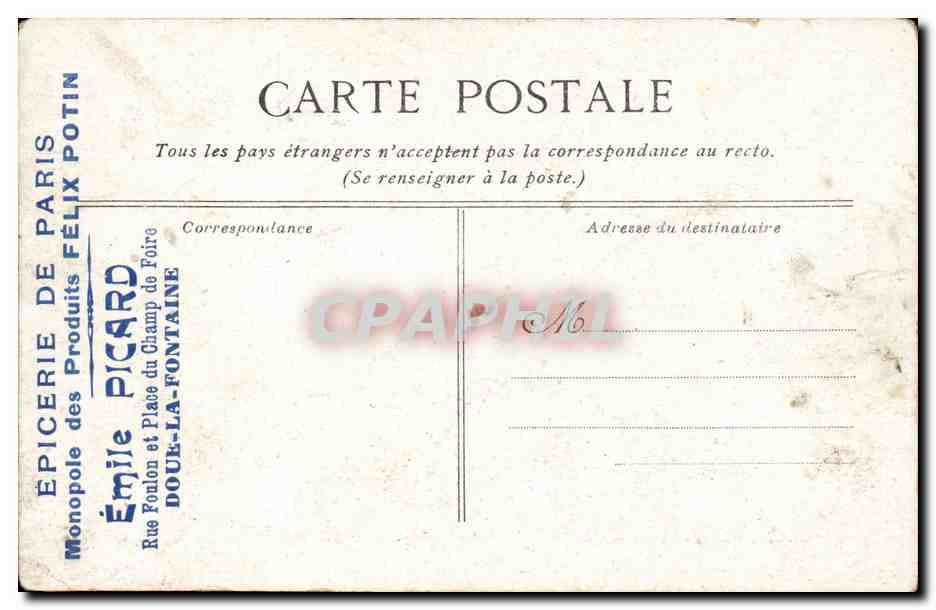 Paris - 1 - Vue Generale CPA  — Rückseite