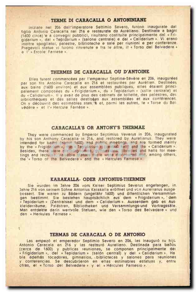 Italia - Italie - Roma - Rome - Terme di Caracalla - CPA  — Rückseite