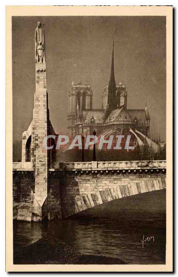 Paris - 4 - Notre Dame et Statue Ste Genevieve CPA 