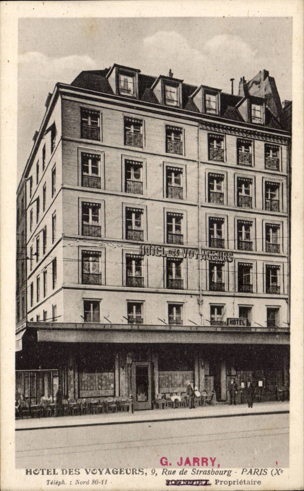 Paris - 10 - Hotel des Voyageurs - 9 Rue de Strasbourg - G Jarry CPA 
