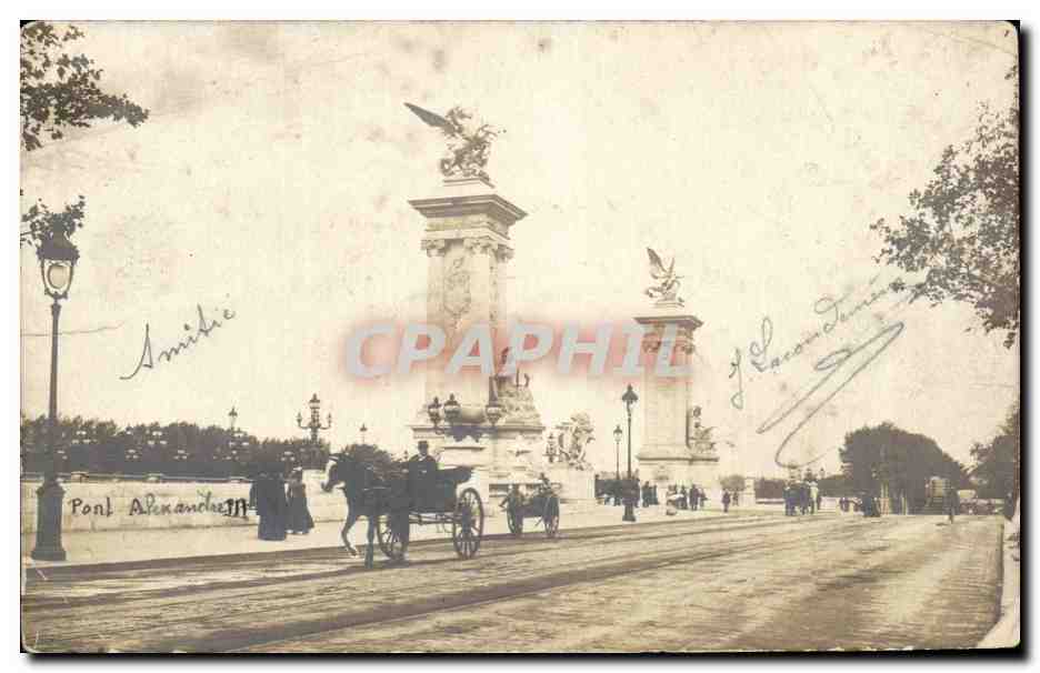 Paris - 7 - Pont Alexandre III - cheval - horse CARTE PHOTO 