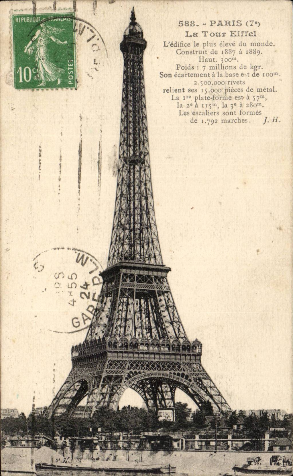 Paris - Tour Eiffel - Eiffel Tower CPA 