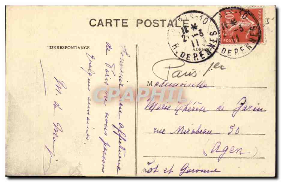 Paris - 8 - Le Boulevard de la Madeleine - CPA  — Verso