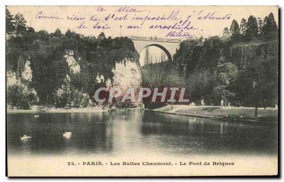 Paris - 19 - Parc du Buttes Chaumont - Le Pont de Briques - CPA 