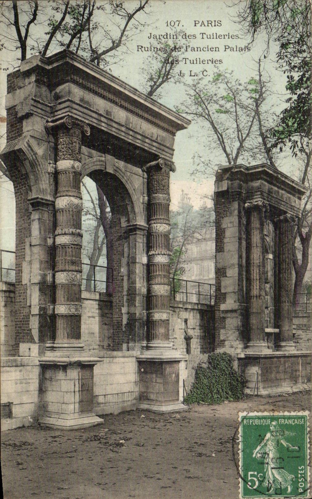 Paris - 1 - Jardin des Tuileries - Ruines de l'Ancien Palais CPA 