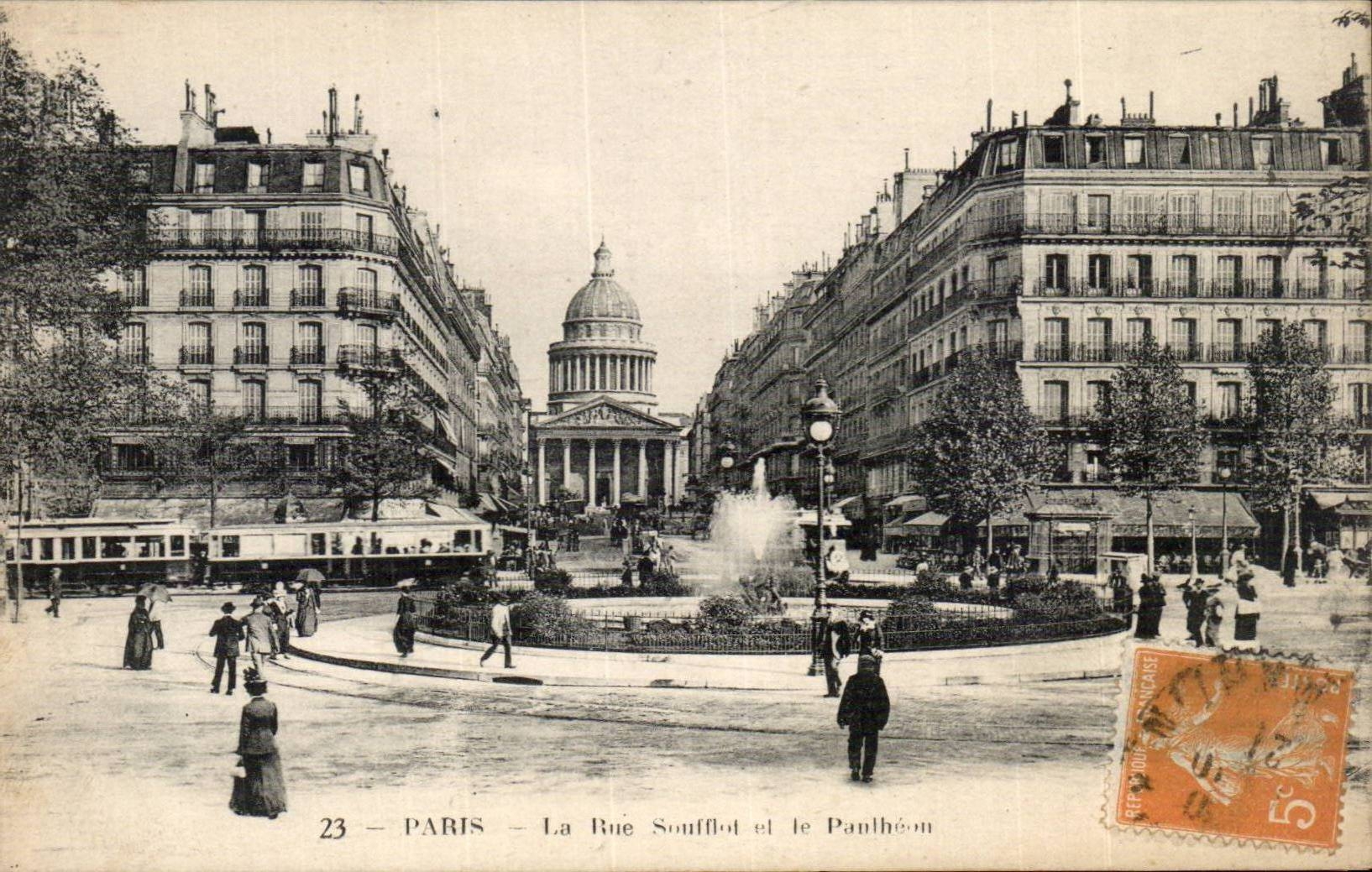 Paris - 5 - La Rue Soufflot et le Pantheon CPA 