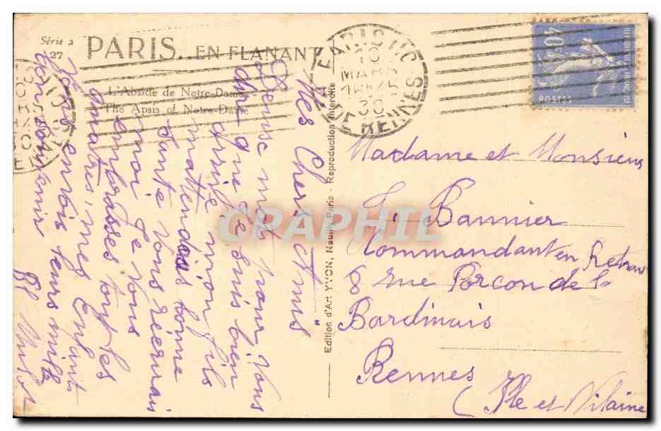 Paris - 4 - L'Abside de Notre Dame CPA  — Verso