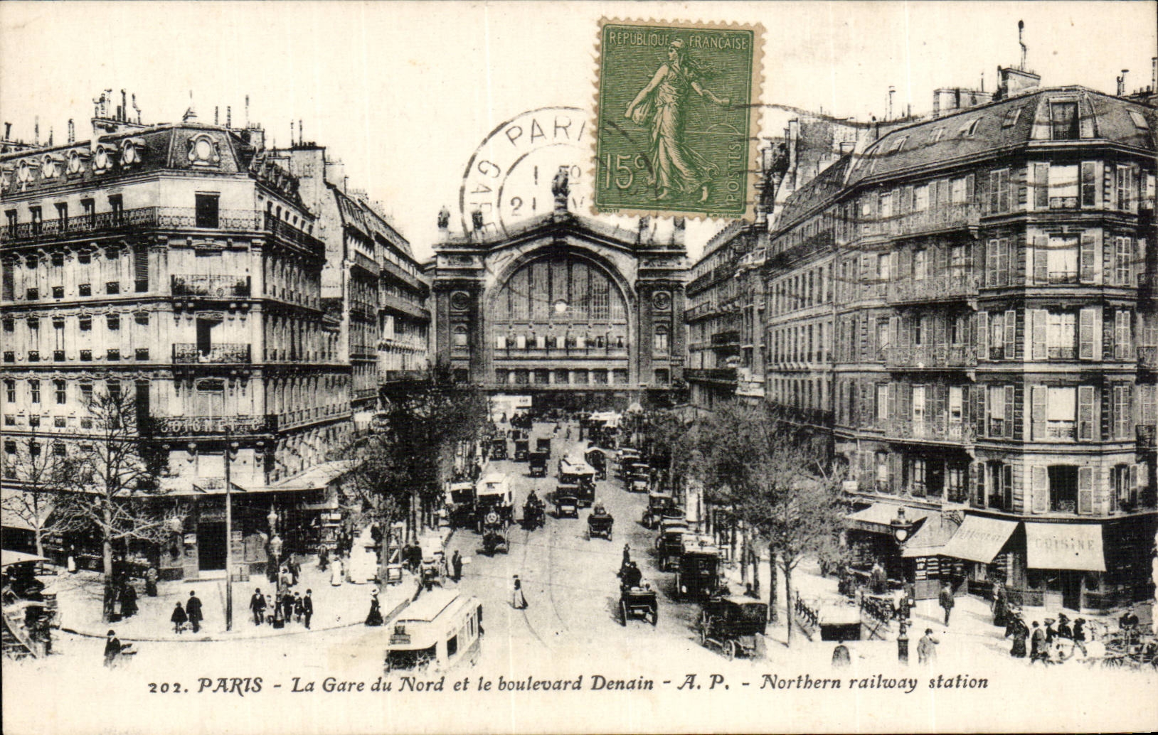 Paris - 10 - Gare du Nord et le Boulevard -Denain - tramway CPA 