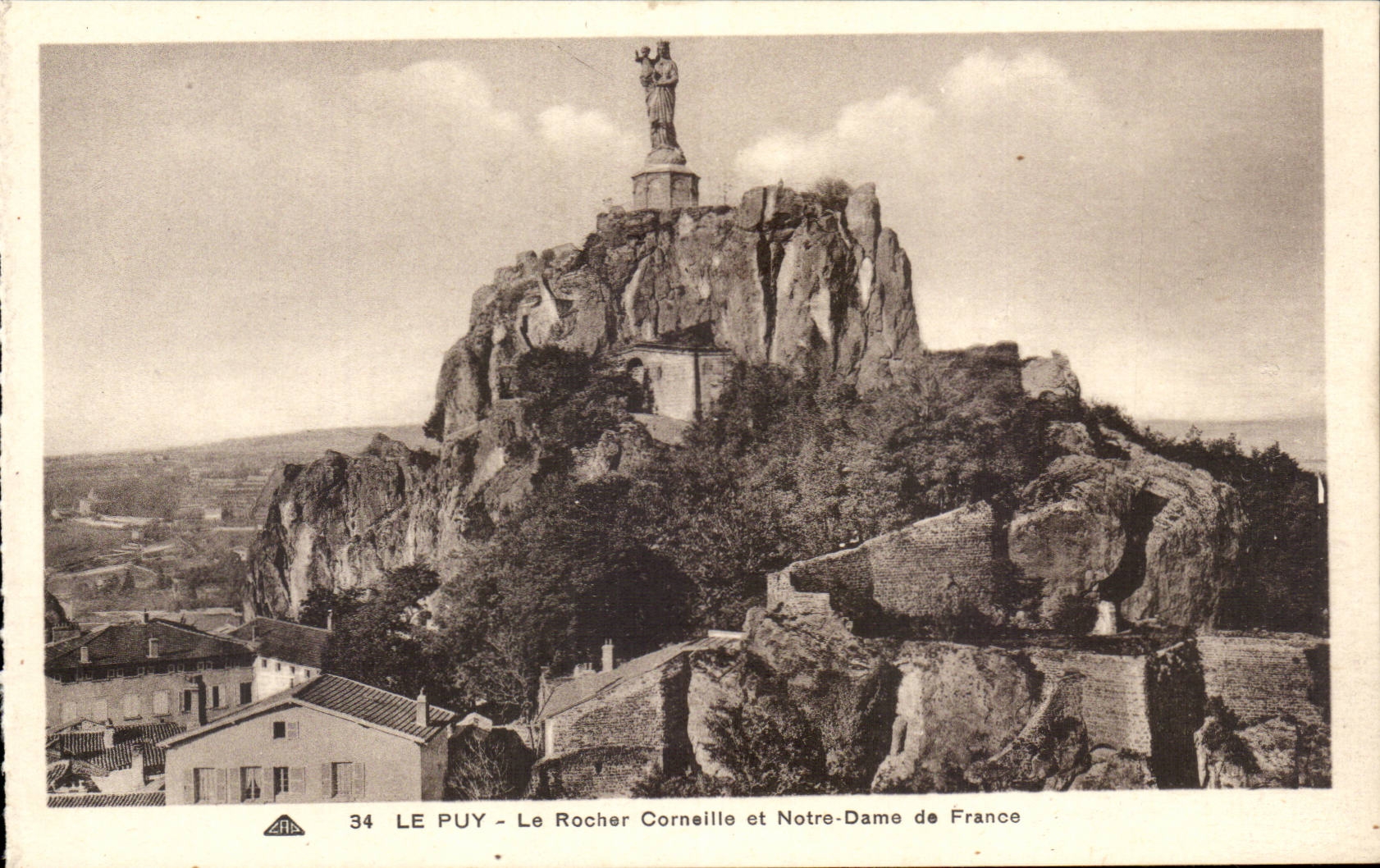 Le Puy - Le Rocher Corneille et Notre-Dame de France — éditeur A. Arnaud, n° 34