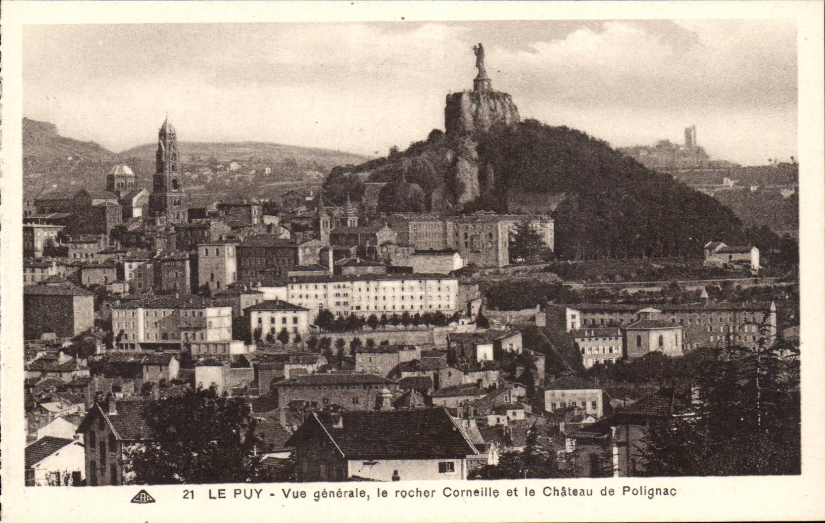 Le Puy - Vue générale, le rocher Corneille et le Château de Polignac