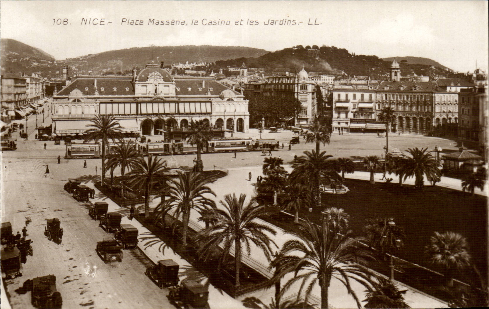Nice - Place Massena - le Casino et les Jardins - CPA 