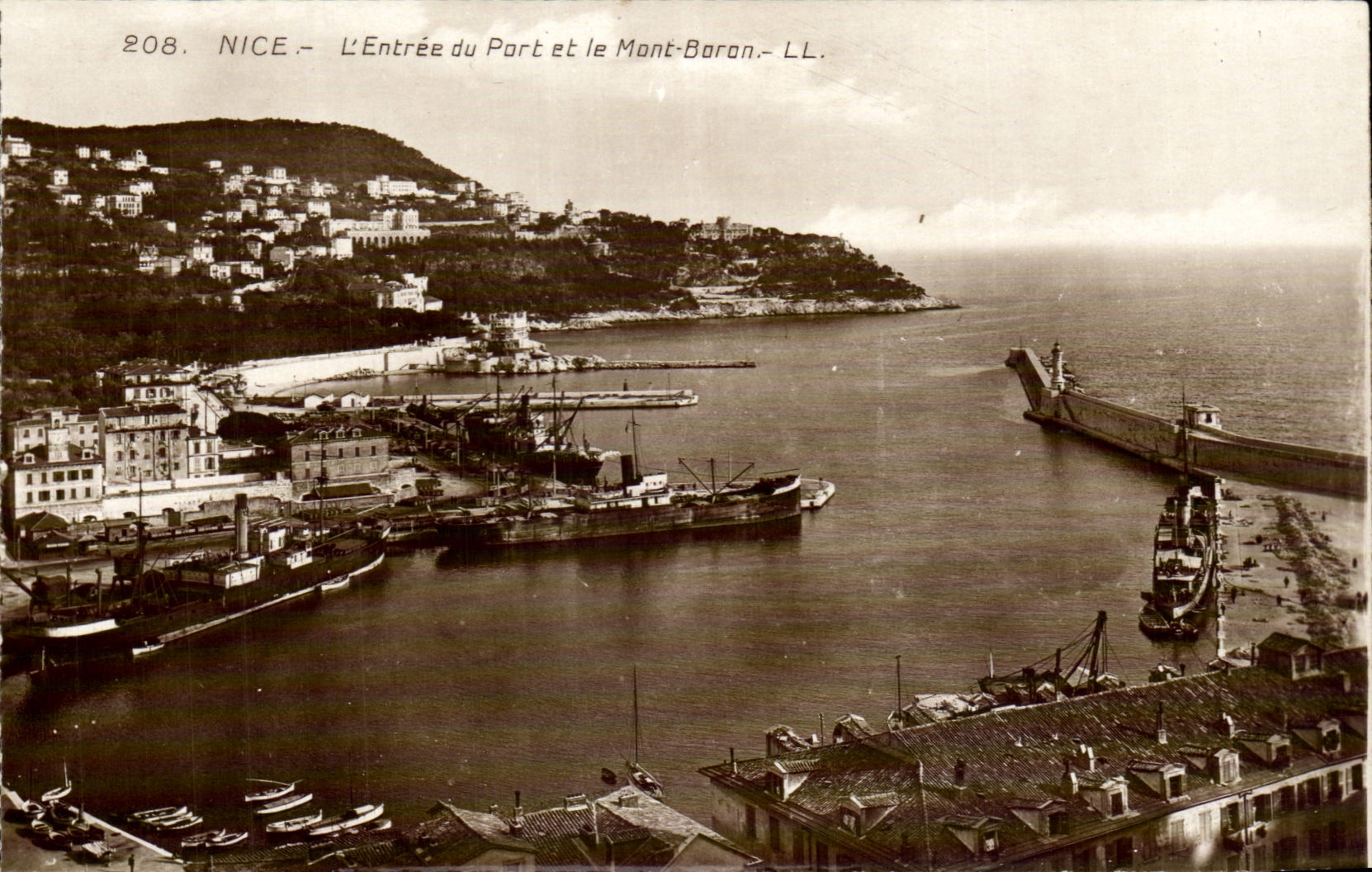 Nice - L'Entree du Port et le Mont Baron - CPA 