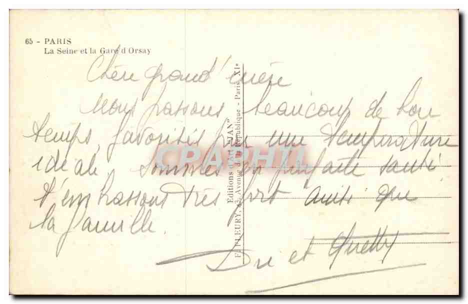 Paris - 7 - La Gare d'Orsay et la Seine - CPA  — Rückseite