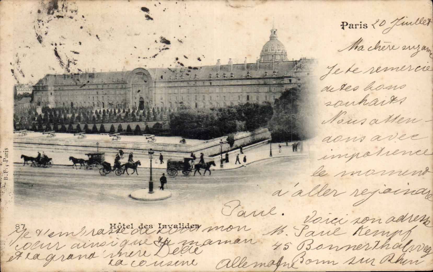 Paris - 7 - Hotel des Invalides - cheval - horse - CPA 