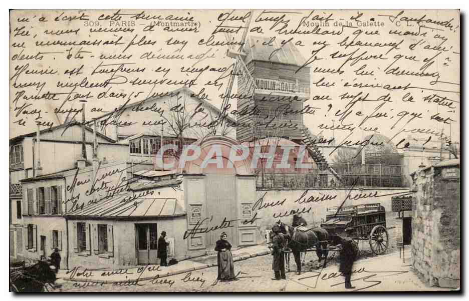 Paris - 18 - Moulin de Galette - windmill - CPA Corbillard Pompes Funebres TOP