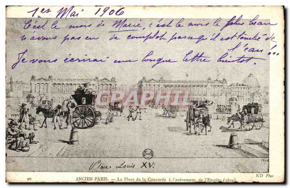 Paris - 8 - Place de la Concorde - Ancien Paris - Place Louis XV - illustration - CPA 