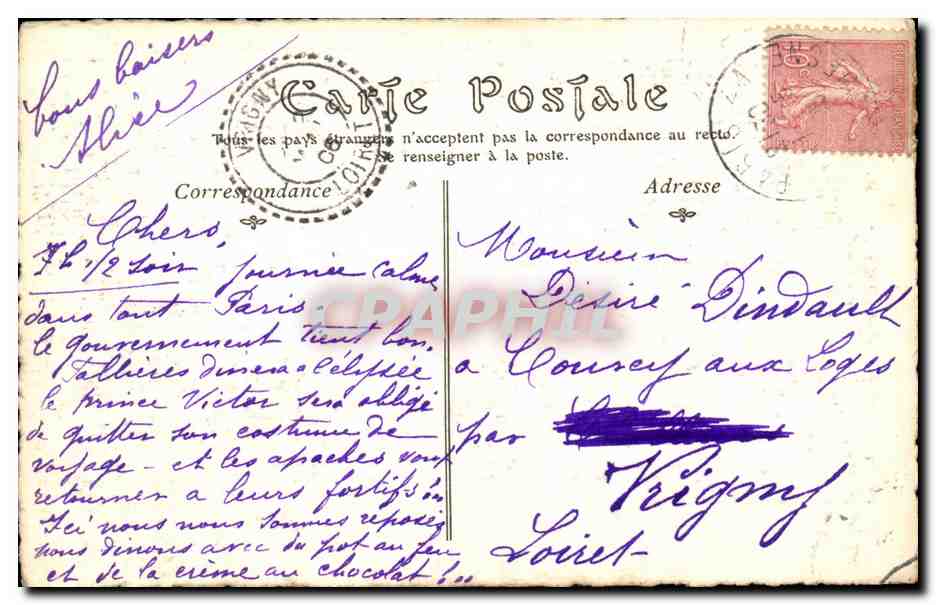 Paris - 8 - Place de la Concorde - Ancien Paris - Place Louis XV - illustration - CPA  — Verso