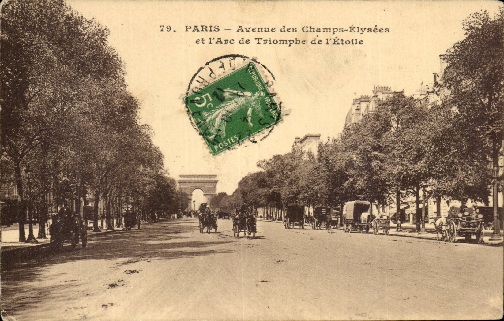 Paris - 8 - Les Champs Elysees - et l'Arc de Triomphe de l'Etoile - cheval - horse - CPA 