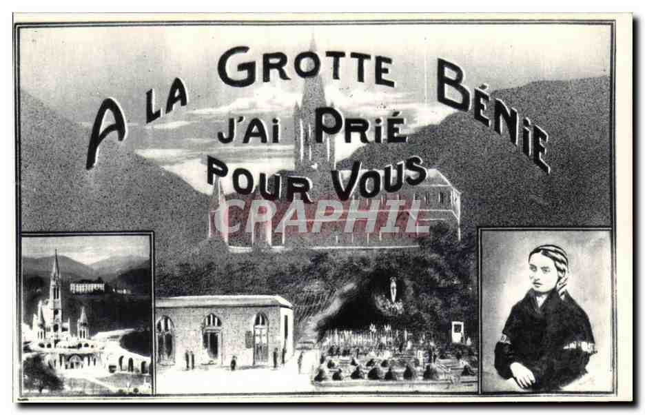 Lourdes - A La Grotte Benie - J'ai Prie pour vous - Souvenir - CPA 