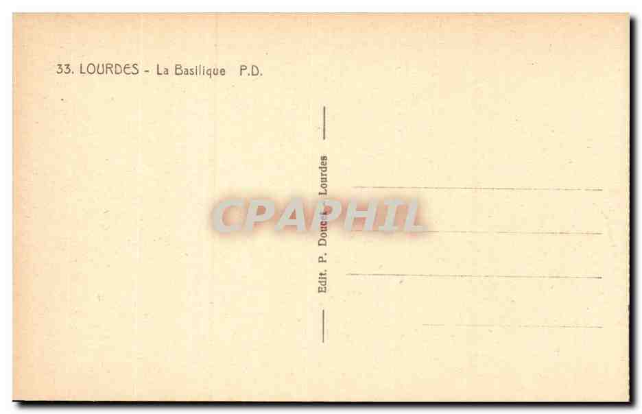 Lourdes - La Basilique - mouton - sheep CPA  — Verso