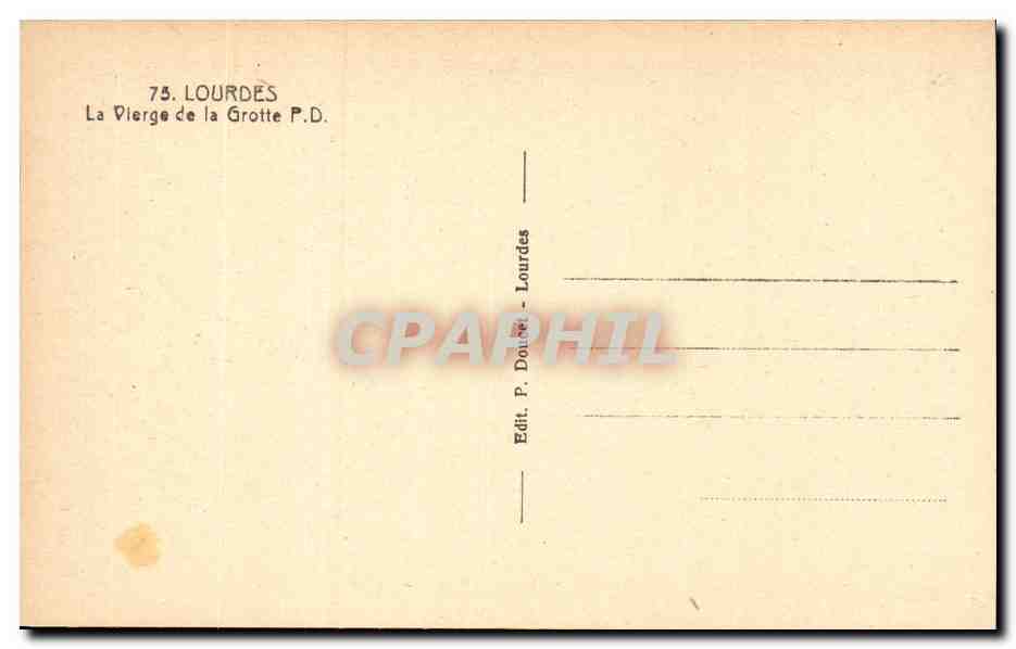 Lourdes - La Vierge de la Grotte CPA  — Verso