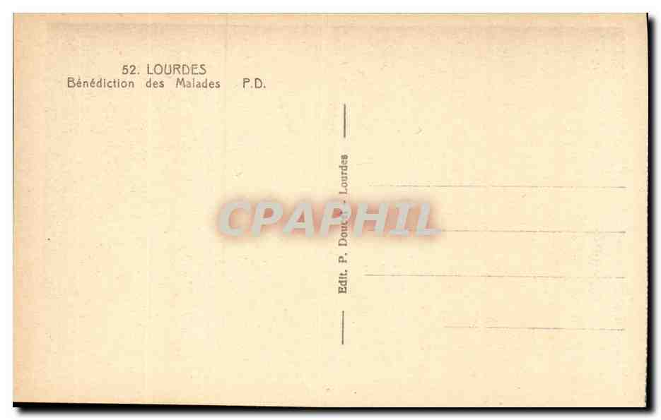 Lourdes - Benediction des Malades CPA  — Verso
