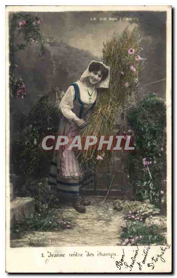 Fantaisie - Femme - La Vie aux Champs - beautiful woman with hay - CPA 