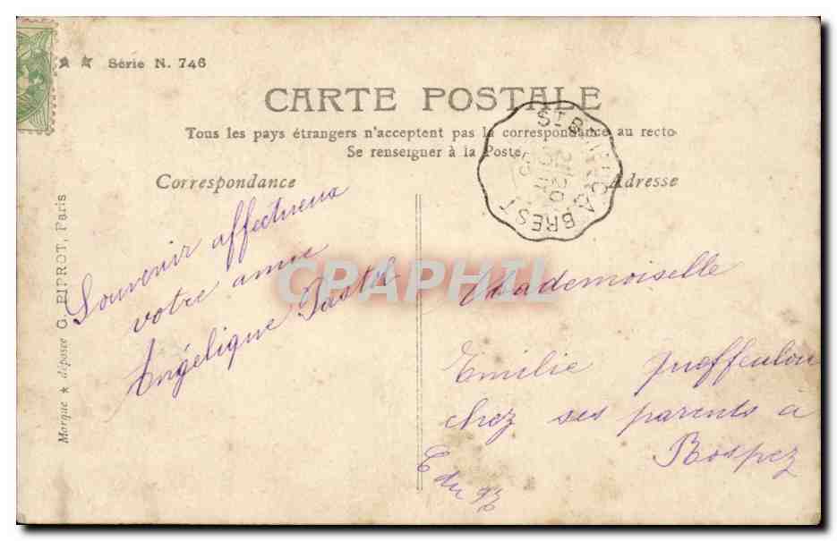 Femme et enfant dans un jardin — Stebbing Paris — Série N. 746 — Achterkant
