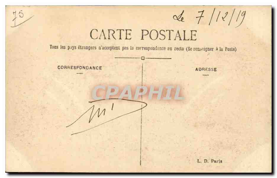 Paris - 4 - Hotel de Ville - CPA  — Verso