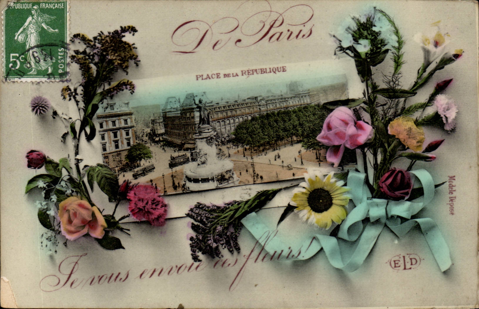 Paris - 10 - Place de la Republique - Souvenir - Fleur - Flower - CPA 