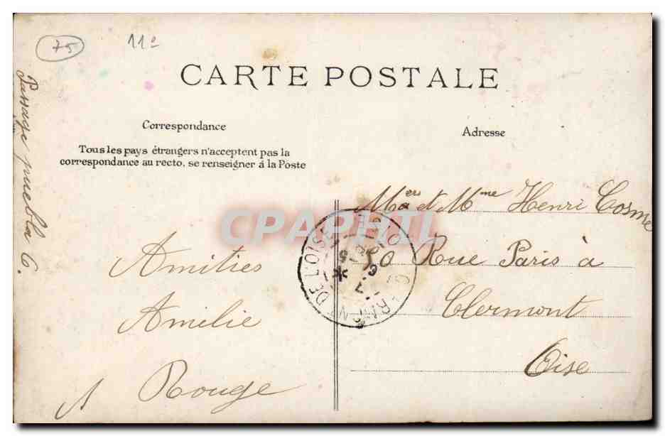 Paris - 10 - Place de la Republique - Souvenir - Fleur - Flower - CPA  — Verso