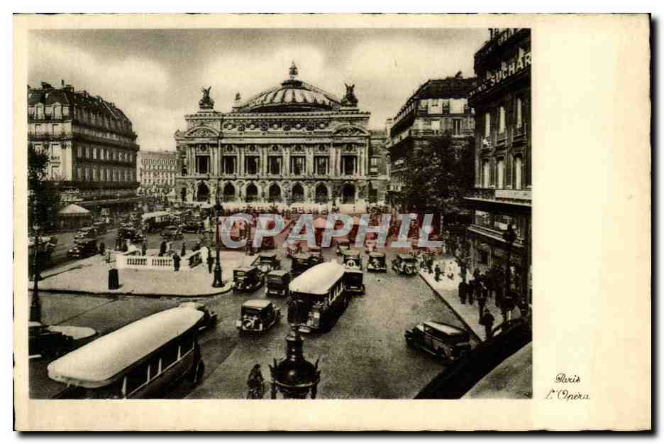 Paris - 9 - L'Opera - autobus CPA 