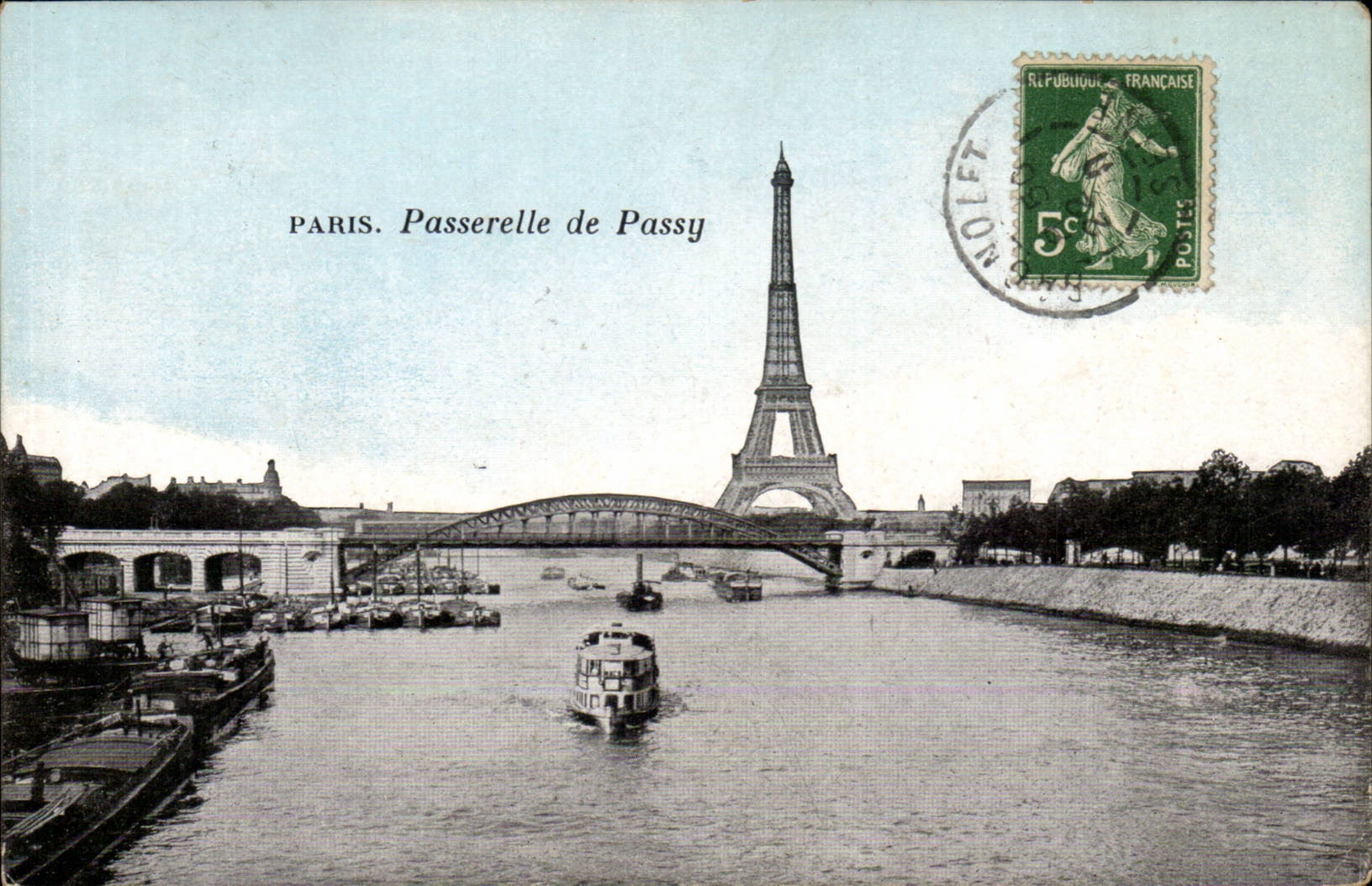 Paris - 16- Passerelle de Passy - Tour Eiffel - Eiffel Tower CPA 